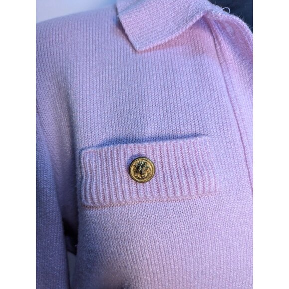 Vintage Pink Button-Up Cardigan Lightweight Knit Gold Hardwear, Size S - Picture 7 of 10